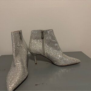 New Silver Glitter Ankle Boots by Charles David